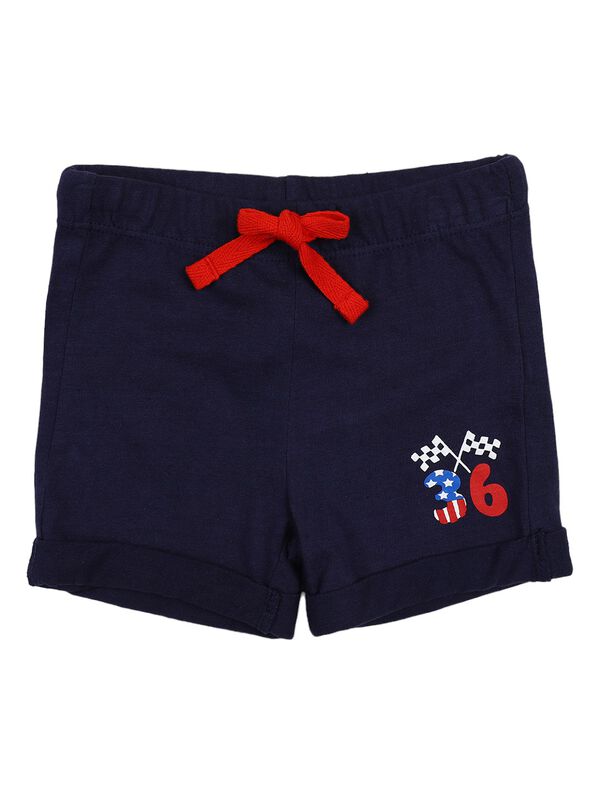 Boys White & Medium Blue Printed T-Shirt with Short Pants image number 3